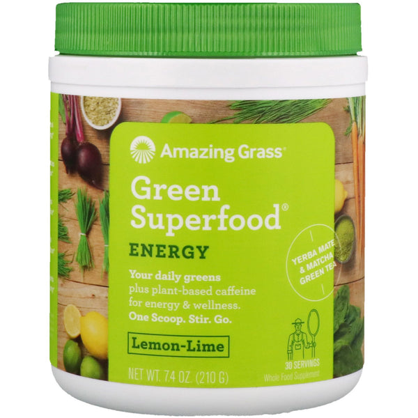 Amazing Grass, Green Superfood, Energy, Lemon Lime, 7.4 oz (210 g) - The Supplement Shop