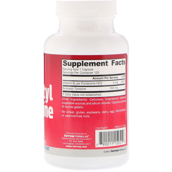 Jarrow Formulas, N-Acetyl Tyrosine, 350 mg, 120 Capsules - The Supplement Shop