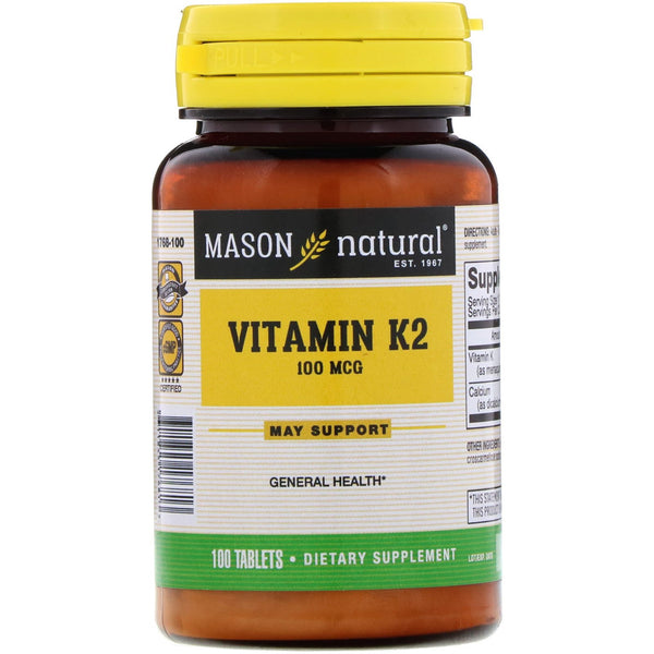 Mason Natural, Vitamin K2, 100 mcg, 100 Tablets - The Supplement Shop