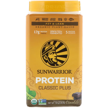 Sunwarrior, Classic Plus Protein, Organic Plant Based, Chocolate, 1.65 lb (750 g)