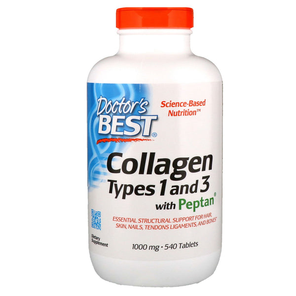 Doctor's Best, Collagen Types 1 and 3 with Peptan, 1,000 mg, 540 Tablets