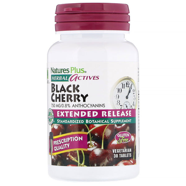 Nature's Plus, Herbal Actives, Black Cherry, 750 mg, 30 Vegetarian Tablets - The Supplement Shop
