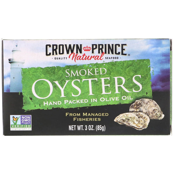 Crown Prince Natural, Smoked Oysters, In Olive Oil, 3 oz (85 g) - The Supplement Shop
