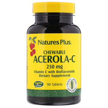 Nature's Plus, Acerola-C, Chewable, 250 mg, 90 Tablets