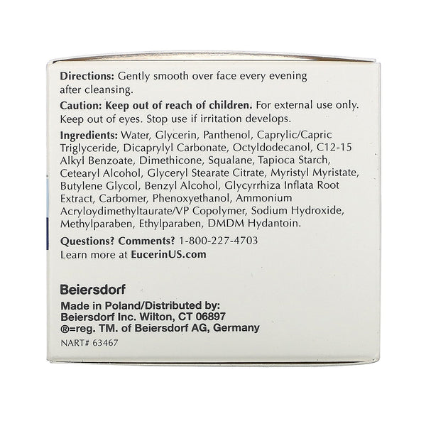 Eucerin, Redness Relief, Dermatological Skincare, Night Creme, 1.7 oz (48 g) - The Supplement Shop