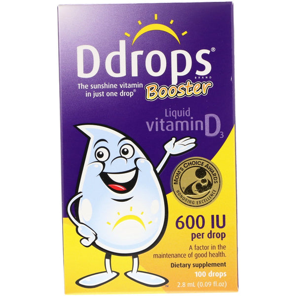 Ddrops, Booster, Liquid Vitamin D3, 600 IU, 100 Drops, 0.09 fl oz (2.8 ml) - The Supplement Shop