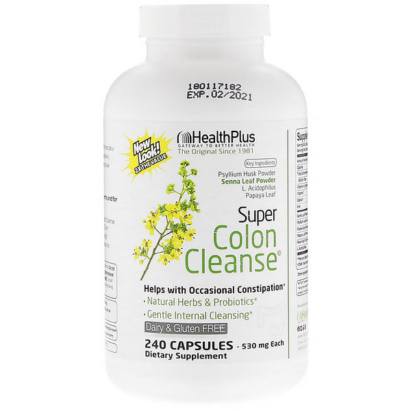 Health Plus, Super Colon Cleanse, 530 mg, 240 Capsules - The Supplement Shop