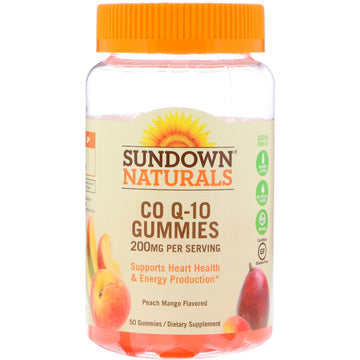 Sundown Naturals, Co Q-10 Gummies, Peach Mango Flavored, 200 mg, 50 Gummies