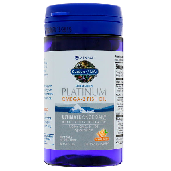 Minami Nutrition, Platinum, Omega-3 Fish Oil, Ultimate Once Daily, Orange Flavor, 30 Softgels - The Supplement Shop