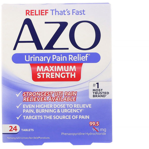 Azo, Urinary Pain Relief, Maximum Strength, 24 Tablets - The Supplement Shop