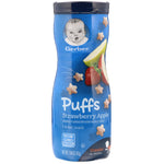 Gerber, Puffs Cereal Snack, 8+ Months, Strawberry Apple, 1.48 oz (42 g) - The Supplement Shop