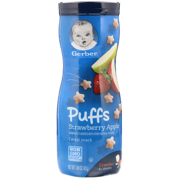 Gerber, Puffs Cereal Snack, 8+ Months, Strawberry Apple, 1.48 oz (42 g)