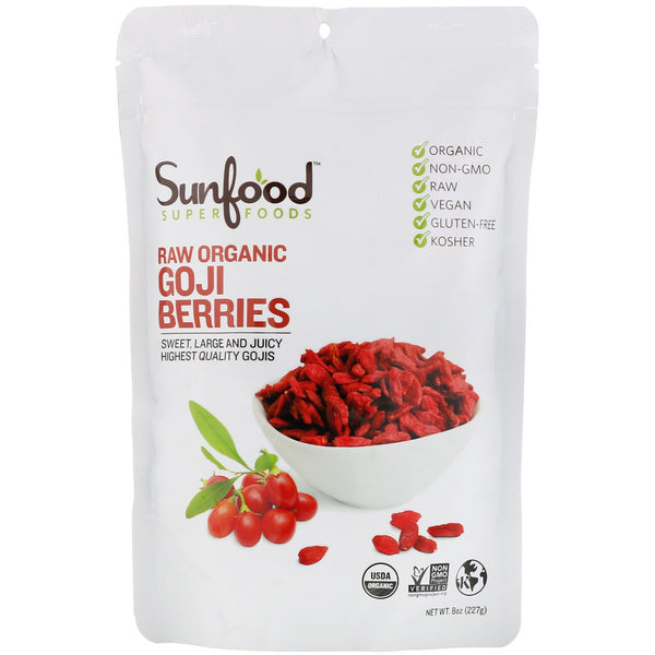 Sunfood, Raw Organic Goji Berries, 8 oz (227 g) - The Supplement Shop