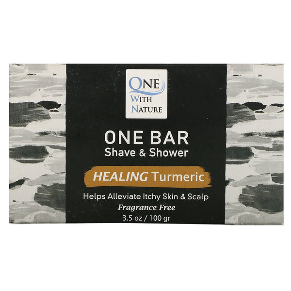 One with Nature, One Bar, Shave & Shower, Healing Turmeric, Fragrance Free, 3.5 oz (100 g) - The Supplement Shop