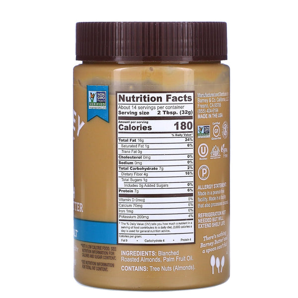Barney Butter, Bare Almond Butter, Smooth, 16 oz (454 g) - The Supplement Shop