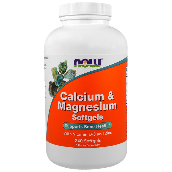 Now Foods, Calcium & Magnesium, with Vitamin D-3 and Zinc, 240 Softgels - The Supplement Shop