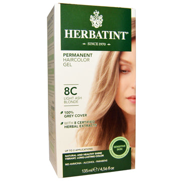 Herbatint, Permanent Haircolor Gel, 8C, Light Ash Blonde, 4.56 fl oz (135 ml)
