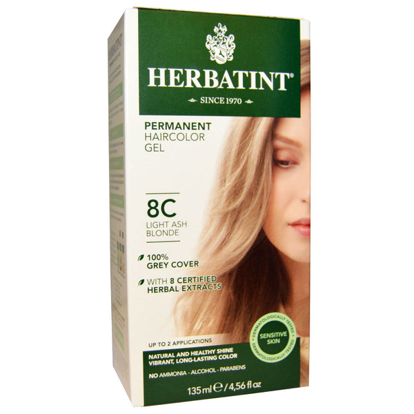 Herbatint, Permanent Haircolor Gel, 8C, Light Ash Blonde, 4.56 fl oz (135 ml) - The Supplement Shop