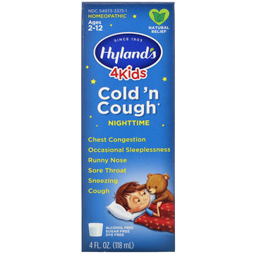 Hyland's, 4 Kids, Cold 'n Cough Nighttime, Ages 2-12,  4 fl oz (118 ml)