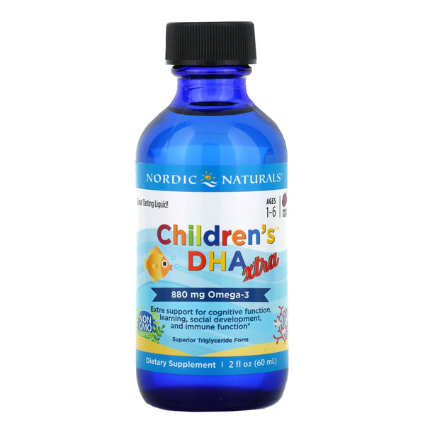Nordic Naturals, Children's DHA Xtra, Ages 1-6, Berry, 880 mg, 2 fl oz (60 ml) - The Supplement Shop