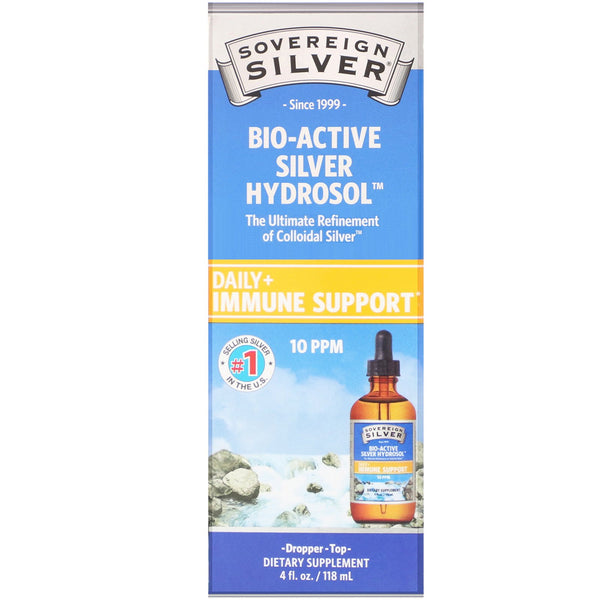 Sovereign Silver, Bio-Active Silver Hydrosol, Dropper-Top, 10 ppm, 4 fl oz (118 ml) - The Supplement Shop