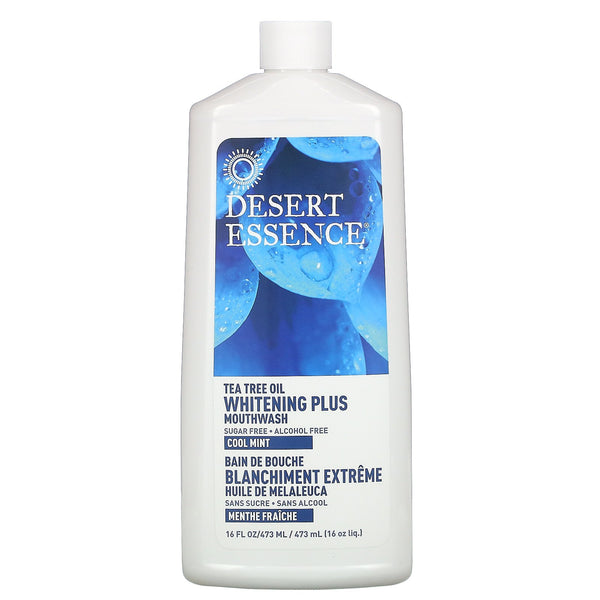 Desert Essence, Tea Tree Oil, Whitening Plus Mouthwash, Cool Mint, 16 fl oz (473 ml) - The Supplement Shop