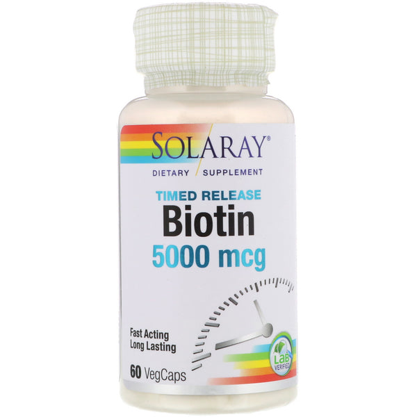 Solaray, Biotin, 5,000 mcg, 60 VegCaps - The Supplement Shop