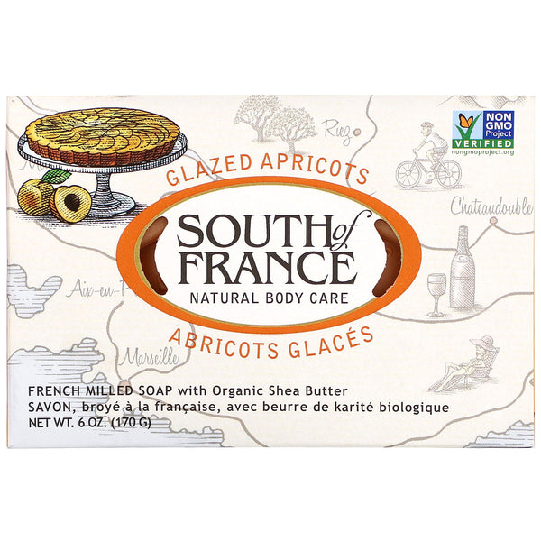 South of France, French Milled Bar Soap with Organic Shea Butter, Glazed Apricots, 6 oz (170 g) - The Supplement Shop