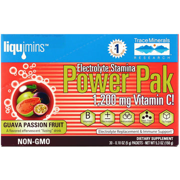 Trace Minerals Research, Electrolyte Stamina Power Pak, Guava Passion Fruit, 30 Packets, 0.18 oz (5 g) Each