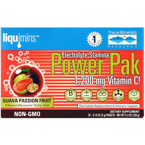 Trace Minerals Research, Electrolyte Stamina Power Pak, Guava Passion Fruit, 30 Packets, 0.18 oz (5 g) Each - The Supplement Shop