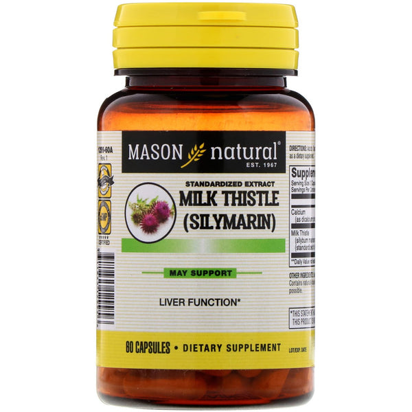 Mason Natural, Milk Thistle (Silymarin), Standardized Extract, 60 Capsules - The Supplement Shop