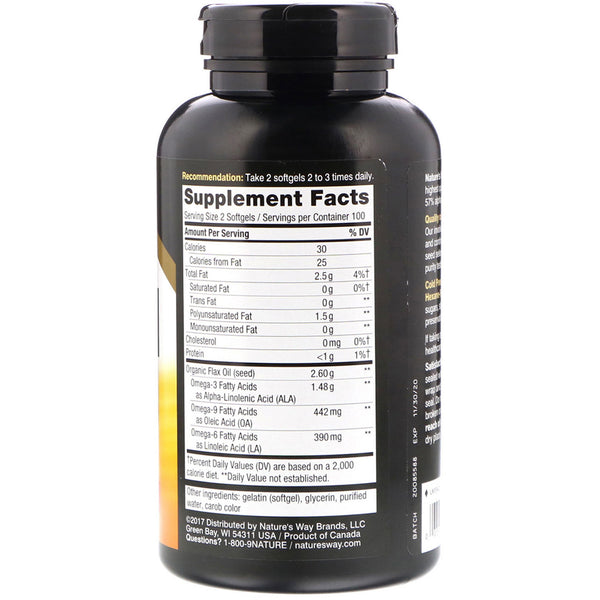 Nature's Way, EfaGold, Flax Oil, Max Strength, 1,300 mg, 200 Softgels - The Supplement Shop