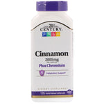 21st Century, Cinnamon Plus Chromium, 2,000 mg, 120 Vegetarian Capsules - The Supplement Shop