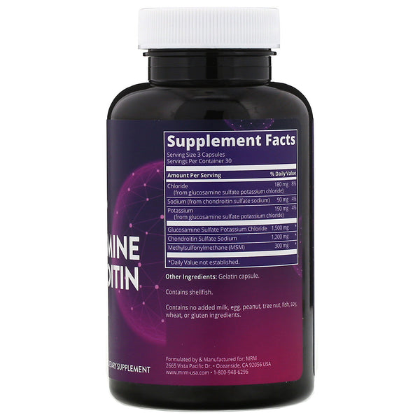 MRM, Nutrition, Glucosamine Chondroitin MSM, 90 Capsules - The Supplement Shop