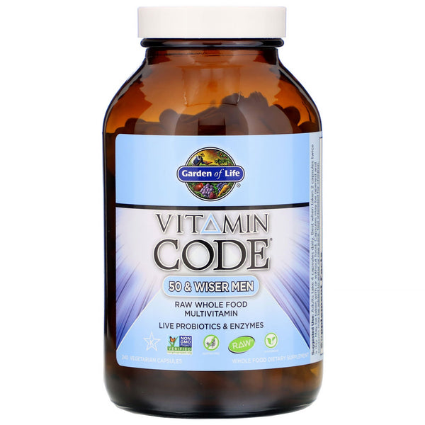 Garden of Life, Vitamin Code, 50 & Wiser Men, 240 Vegetarian Capsules - The Supplement Shop