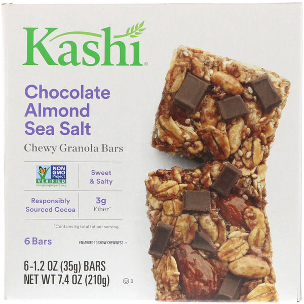 Kashi, Chewy Granola Bars, Chocolate Almond Sea Salt, 6 Bars, 1.2 oz (35 g) Each - The Supplement Shop