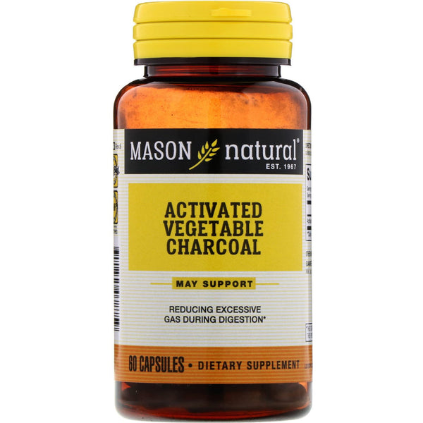 Mason Natural, Activated Vegetable Charcoal, 60 Capsules - The Supplement Shop