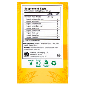 Yogi Tea, Stress Support, Sweet Clementine, Caffeine Free, 16 Tea Bags, 1.12 oz (32 g)