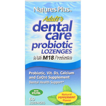 Nature's Plus, Adult's Dental Care Probiotic, Natural Peppermint Flavor, 60 Lozenges