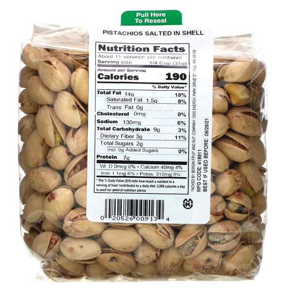 Bergin Fruit and Nut Company, Pistachios Salted in Shell, 12 oz (340 g) - The Supplement Shop