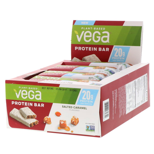 Vega, Protein Bar, Salted Caramel, 12 Bars, 2.5 oz (70 g) Each - The Supplement Shop