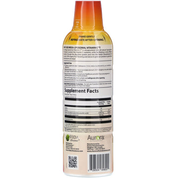 Aurora Nutrascience, Mega-Liposomal Vitamin C, Organic Fruit Flavor, 3,000 mg, 16 fl oz (480 ml)