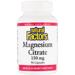 Natural Factors, Magnesium Citrate, 150 mg, 90 Capsules - The Supplement Shop