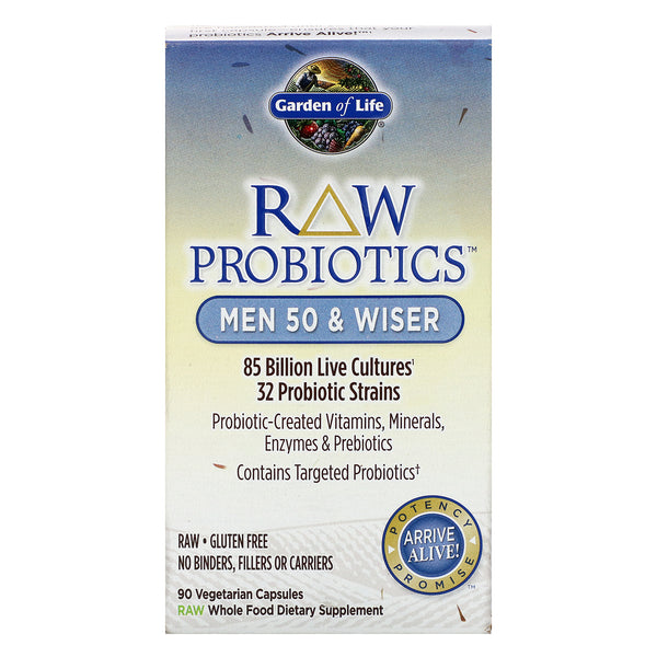 Garden of Life, RAW Probiotics, Men 50 & Wiser, 85 Billion Live Cultures, 90 Vegetarian Capsules - The Supplement Shop