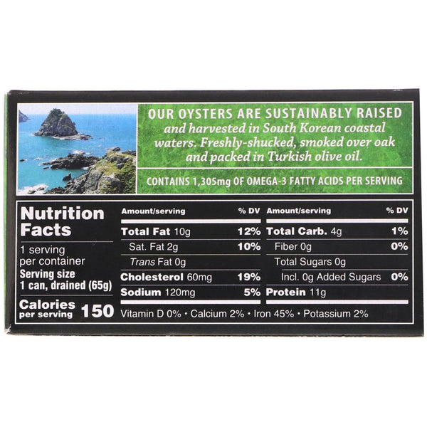 Crown Prince Natural, Smoked Oysters, In Olive Oil, 3 oz (85 g) - The Supplement Shop