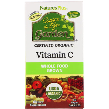 Nature's Plus, Source of Life Garden, Certified Organic Vitamin C, 60 Vegan Capsules