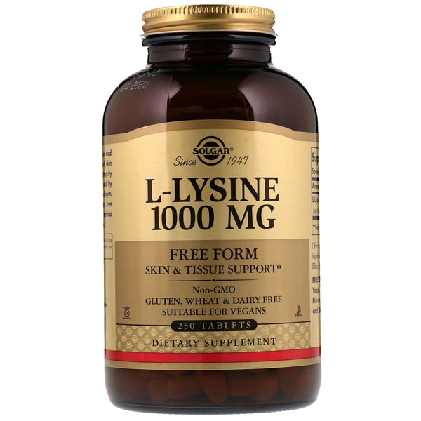 Solgar, L-Lysine, Free Form, 1,000 mg, 250 Tablets - The Supplement Shop