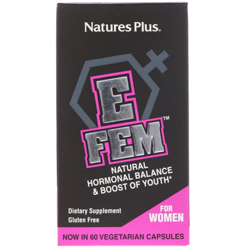 Nature's Plus, E Fem for Women, Natural Hormonal Balance & Boost of Youth, 60 Vegetarian Capsules