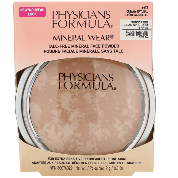 Physicians Formula, Mineral Wear, Face Powder, SPF 16, Creamy Natural, 0.3 oz (9 g) - The Supplement Shop