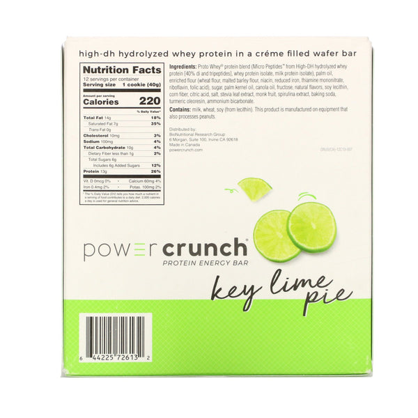 BNRG, Power Crunch Protein Energy Bar, Key Lime Pie, 12 Bars, 1.4 oz (40 g) Each - The Supplement Shop